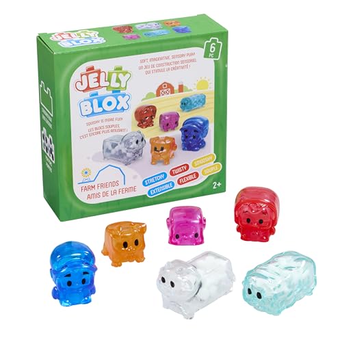 Jelly Blox - Farm Friends, Sensorisches Spielzeug für Kinder ab 2 Jahren, Bauset mit 6 weichen, sensorischen Bauernhoftieren und -Figuren, weiche und Flexible Blöcke, Geschenkidee von Jelly Blox