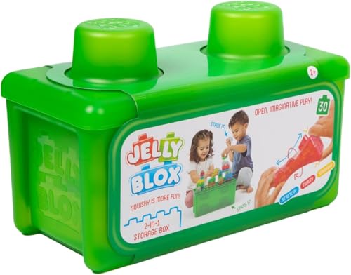 Jelly Blox Stash & Stack (2-in1 Aufbewahrungskoffer), Bauspielzeug ab 2 Jahren, mit 30 Sensorische Bausteine, Konstruktion Spielzeug für Kinder von Jelly Blox