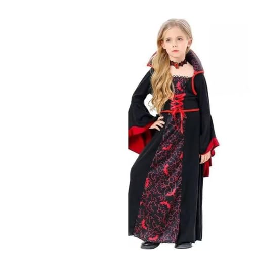 JellyLe Kinder Halloween Kostüm Feier Vampir Hexe Verkleidung Cosplay Kleidung für Mädchen (E,S(110-120CM)) von JellyLe
