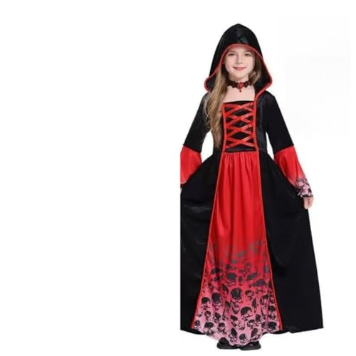 JellyLe Kinder Halloween Kostüm Feier Vampir Hexe Verkleidung Cosplay Kleidung für Mädchen (F,XL(145-160CM)) von JellyLe