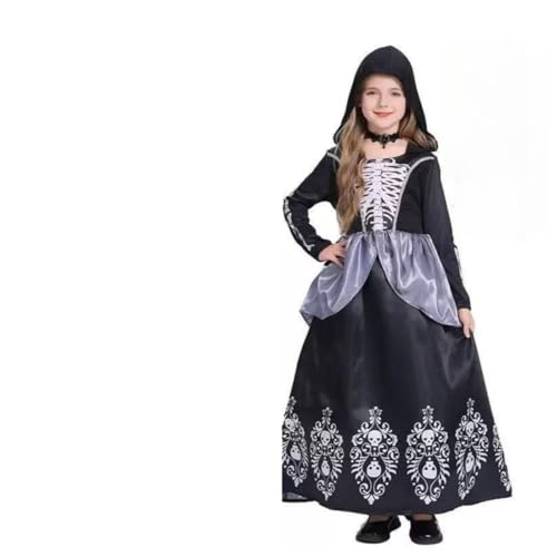 JellyLe Kinder Halloween Kostüm Feier Vampir Hexe Verkleidung Cosplay Kleidung für Mädchen (J,S(110-120CM)) von JellyLe