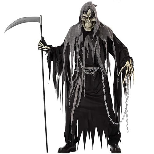 JellyLe Tödlich schick - Dunkler Sensenmann Kostüm für Erwachsene, ideal für Halloween Show & Maskerade (Schwarz) von JellyLe