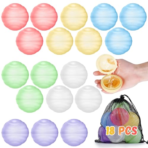 18 Stück Wasserbomben Wiederverwendbar mit 1 Mesh Bag, Magnet Selbstschließend Wiederverwendbar Schnell Silikon Wasserbomben für Wasserspielzeug Pool Spielzeug Strandspielzeug 18 Stück Wasserbomben Wiederverwendbar mit 1 Mesh Bag, Magnet Selbstschließend Wiederverwendbar Schnell Silikon Wasserbomben für Wasserspielzeug Pool Spielzeug Strandspielzeug von Jellybibo