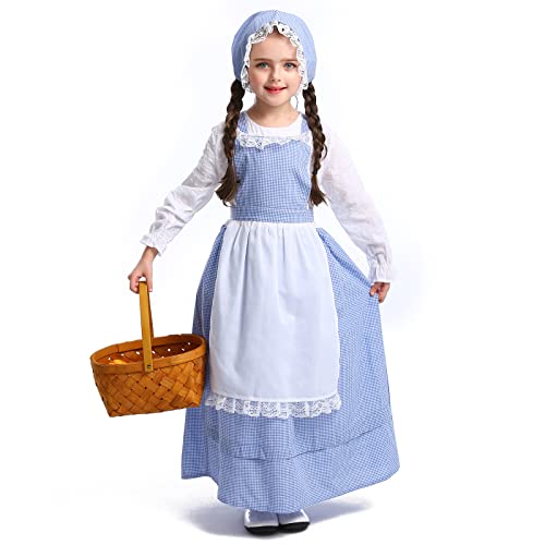 Pionierkostüm für Mädchen, Kolonialkostüm, Pionierkleid für Mädchen, blaues Kleid aus Kolonialwiese, Forum Kostüm für Kinder mit Schürze, 3-teilig für Mädchen Pionierkostüm für Mädchen, Kolonialkostüm, Pionierkleid für Mädchen, blaues Kleid aus Kolonialwiese, Forum Kostüm für Kinder mit Schürze, 3-teilig für Mädchen von Jelysun