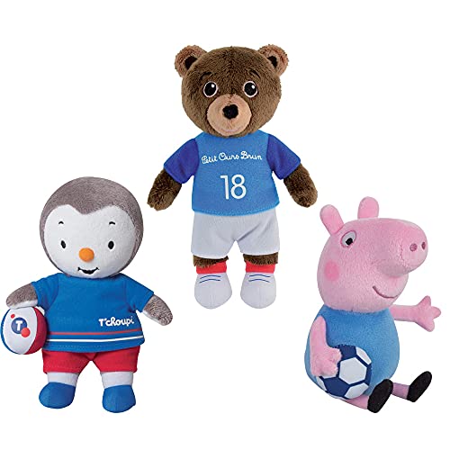 Jemini Peppa Pig T'Choupi und Kleiner Bär Braun Fußball Set 3 Stück +/- 18 cm 024092 Mehrfarbig von Jemini