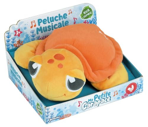 Jemini 024458 MA Kleiner Panzer Schildkröte/Plüsch, Motiv: Orange mit Musik und Wellen, -25 cm, 100% recycelbar von Jemini