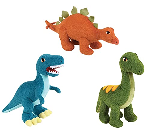 Les Jewelours Plüschtier, Dinosaurier, Diplodocus, Velociraptor und Stegosair, -18 cm, 100% recycelt, 3 Stück von Jemini