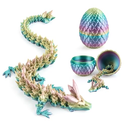 Jemmytu 3D-Gedrucktes Drachenei, Geheimnisvolles Kristall-Drachenei, Fidget-Spielzeug, Überraschung, Ostereier, Mythische Dracheneier (Regenbogen) von Jemmytu