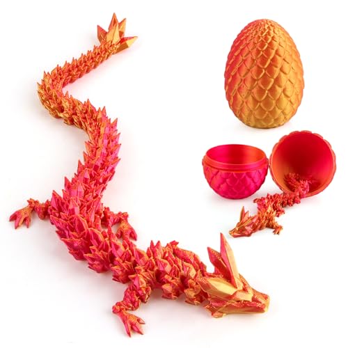 Jemmytu 3D-Gedrucktes Drachenei, Geheimnisvolles Kristall-Drachenei, Fidget-Spielzeug, Überraschung, Ostereier, Mythische Dracheneier (Rotgold) von Jemmytu