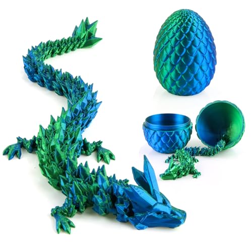 Jemmytu 3D-Gedrucktes Drachenei, Geheimnisvolles Kristall-Drachenei, Fidget-Spielzeug, Überraschung, Ostereier, Mythische Dracheneier (Lasergrün) von Jemmytu