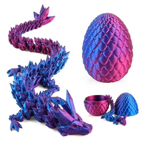 Jemmytu 3D-Gedrucktes Drachenei, Geheimnisvolles Kristall-Drachenei, Fidget-Spielzeug, Überraschung, Ostereier, Mythische Dracheneier (Laserviolett) von Jemmytu