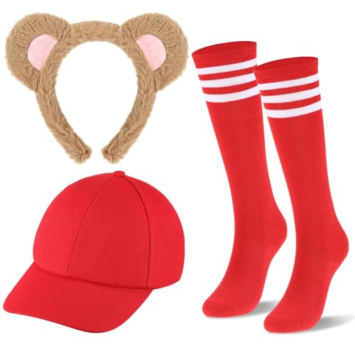 JenPen 3-teiliges Halloween-Tier-Kostüm-Set mit Tierohren, Stirnband, gestreift, kniehohe Socken, Hut für Erwachsene, Halloween, Cosplay, Party, Zoo-Kostüm, Zubehör, mehrfarbig von JenPen