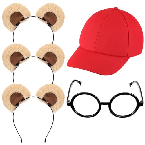 JenPen 5-teiliges Halloween-Tierkostüm-Set beinhaltet 3 Tierohren, 1 roter Hut, 1 schwarzer runder Brillenrahmen für Erwachsene, Halloween, Cosplay, Party, Zoo-Kostüm, Zubehör JenPen 5-teiliges Halloween-Tierkostüm-Set beinhaltet 3 Tierohren, 1 roter Hut, 1 schwarzer runder Brillenrahmen für Erwachsene, Halloween, Cosplay, Party, Zoo-Kostüm, Zubehör von JenPen