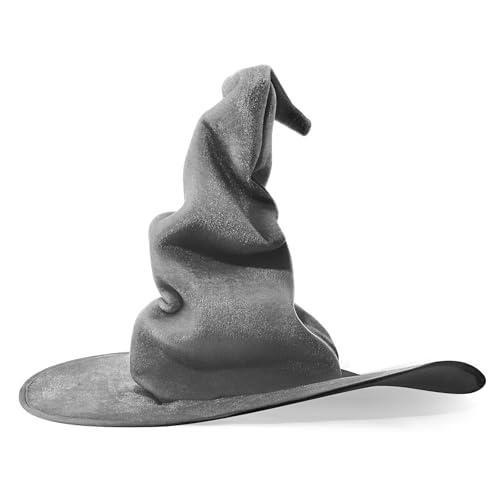 JenPen Damen Hexenhut Groß Samt Geraffte Zauberer Hut Hexe Cosplay Kostüm Zubehör für Halloween Party Maskerade, Grau, 25.6 inches / 65 cm von JenPen
