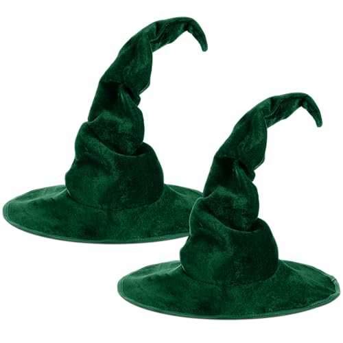 JenPen Halloween-Hexenhut, Hexenzauberer, Samt, großer Hut, Halloween-Party, Cosplay, Kostüme, Zubehör für Party, Erwachsene, Damen, Verkleidung, Grün, 2 Stück JenPen Halloween-Hexenhut, Hexenzauberer, Samt, großer Hut, Halloween-Party, Cosplay, Kostüme, Zubehör für Party, Erwachsene, Damen, Verkleidung, Grün, 2 Stück von JenPen
