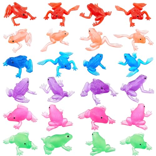 Jenaai - 24 Stück Mini-Gummi-Frösche Oster-Frösche Spielzeug Realistische Mini-Frösche Spielzeug Regenwald-Tierspielzeug für Osterpartyerinnerungen, Früherziehung, Lehrhilfen von Jenaai