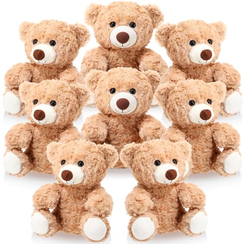 Jenaai Stofftierbär, 25,4 cm, Geschenk, weich, niedlich, für Babypartys, kleine Plüschtiere für Mädchen, Jungen, Kind, Freundin, Schulanfang, Geburtstag, Hochzeit, Party, Dekoration, Hellbraun, 8 von Jenaai