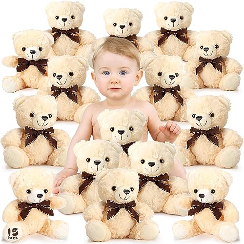 Jenaai Teddybär-Plüschtiere, 20,3 cm, weich, niedliche Bären, Plüsch-Peluches für Babyparty, Dekoration, Party, Geschenk, Kinderspielzeug, Geburtstag, Weihnachten, Valentinstag, Hellbraun, 15 Stück Jenaai Teddybär-Plüschtiere, 20,3 cm, weich, niedliche Bären, Plüsch-Peluches für Babyparty, Dekoration, Party, Geschenk, Kinderspielzeug, Geburtstag, Weihnachten, Valentinstag, Hellbraun, 15 Stück von Jenaai