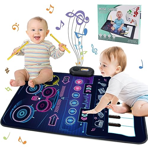 Baby Spielzeug 1 Jähr, 2-in-1-Musikmatte Piano Matte für Kleinkinder, Trommelspielzeug, Geschenke für Jungen Mädchen 1 2 3 Jahren von Jenilily