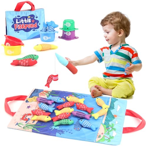 Jenilily Kinderspielzeug für 6 12 Monate, Spielzeug ab 1 2 Jahr Kinder, Angelspiel Baby Spielzeug Fische Angeln Spiel von Jenilily