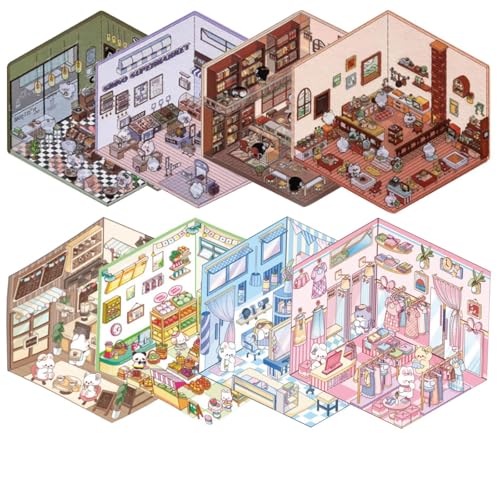 Jennytim 8 Sets 3D-Hausaufkleber DIY-Kit,Miniatur-Hausszenen zum Basteln Entspannende Relief-Sticker für Erwachsene und Kinder 3D-Sticker für Kreativprojekte und Dekoration Jennytim 8 Sets 3D-Hausaufkleber DIY-Kit,Miniatur-Hausszenen zum Basteln Entspannende Relief-Sticker für Erwachsene und Kinder 3D-Sticker für Kreativprojekte und Dekoration von Jennytim