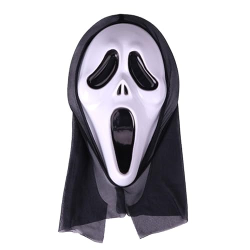 Jennytim Scream Maske, Ghostface maske Gruselige Halloween Ghost Maske Für Erwachsene, Horror Kostüm Zubehör Für Partys Und Veranstaltungen von Jennytim