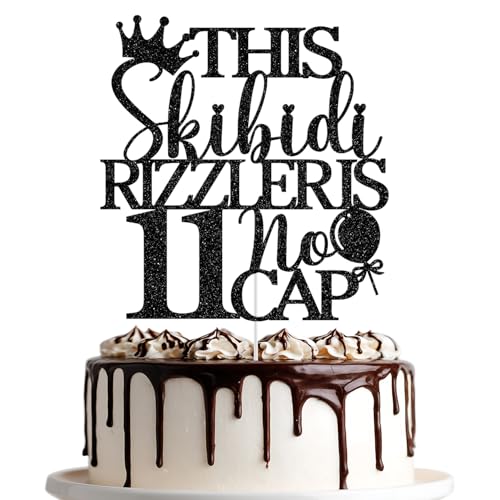 Dieser Skibidi Rizzler ist 27.9 cm ohne Kappe, Tortenaufsatz "Happy 11th Birthday", Hello 11, 11. Geburtstag, Party-Dekoration, schwarzer Glitzer Dieser Skibidi Rizzler ist 27.9 cm ohne Kappe, Tortenaufsatz "Happy 11th Birthday", Hello 11, 11. Geburtstag, Party-Dekoration, schwarzer Glitzer von Jenrtvis