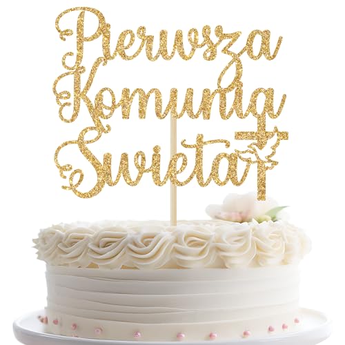 Jenrtvis Pierwsza Komunia Swieta Tortenaufsatz Erstkommunion Dekorationen Hochzeit Taufe Baby Shower 1. Geburtstag Party Dekorationen Gold Glitzer Jenrtvis Pierwsza Komunia Swieta Tortenaufsatz Erstkommunion Dekorationen Hochzeit Taufe Baby Shower 1. Geburtstag Party Dekorationen Gold Glitzer von Jenrtvis