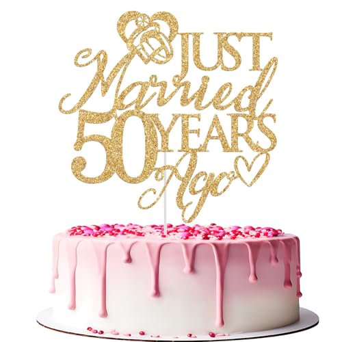 Just Married 50 Years Ago Tortenaufsatz, Happy 50th Anniversary Cake Decorations, Cheers to 50 Years, 50th Wedding Anniversary Party Decorations Gold Glitter Just Married 50 Years Ago Tortenaufsatz, Happy 50th Anniversary Cake Decorations, Cheers to 50 Years, 50th Wedding Anniversary Party Decorations Gold Glitter von Jenrtvis