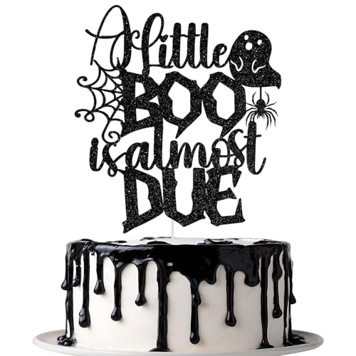 Tortenaufsatz "A Little Boo is Almost Due Little Boo is Almost Due Little Boo Baby Shower", Party-Dekorationen, schwarzer Glitzer Tortenaufsatz "A Little Boo is Almost Due Little Boo is Almost Due Little Boo Baby Shower", Party-Dekorationen, schwarzer Glitzer von Jenrtvis