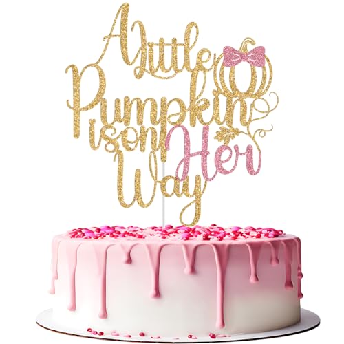 Tortenaufsatz "A Little Pumpkin is on Her Way", kleiner Kürbis, Babyparty-Dekoration, Mädchen, Herbst, Halloween, Kürbis, Babyparty, Geburtstagsparty, Dekoration, Gold und Rosa Glitzer Tortenaufsatz "A Little Pumpkin is on Her Way", kleiner Kürbis, Babyparty-Dekoration, Mädchen, Herbst, Halloween, Kürbis, Babyparty, Geburtstagsparty, Dekoration, Gold und Rosa Glitzer von Jenrtvis