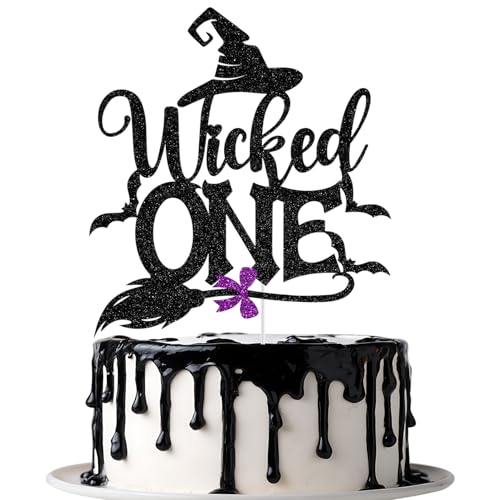 Witch One Cake Topper, Witch Birthday Cake Decor, The Spooky One, Halloween Baby Shower First Birthday Party Decorations, Black Glitter Witch One Cake Topper, Witch Birthday Cake Decor, The Spooky One, Halloween Baby Shower First Birthday Party Decorations, Black Glitter von Jenrtvis