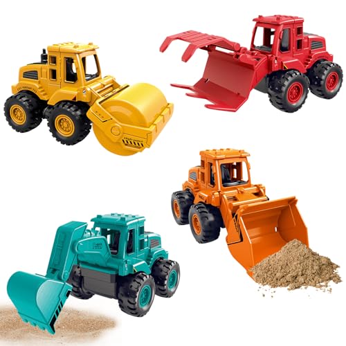 Jenshhch 4-Teiliges Sandspielzeug Set Bagger Sandkasten Baufahrzeuge aus Kunststoff Für Kinder Ab 3 Jahren | Spielzeug für Strand und Sandkasten (A) von Jenshhch
