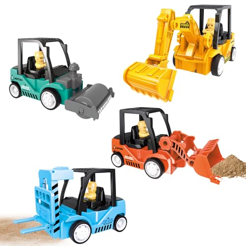 Jenshhch 4-Teiliges Sandspielzeug Set Bagger Sandkasten Baufahrzeuge aus Kunststoff Für Kinder Ab 3 Jahren | Spielzeug für Strand und Sandkasten (B) von Jenshhch