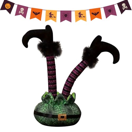 Jenshhch Halloween Hexenbeine Ornament Purple Green Fuß Tabletop Decoration For Halloween Party Home Decor Spooky Witch Legs Decorations (A) von Jenshhch