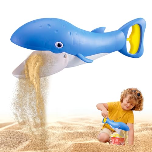 Jenshhch Strandspielzeug Sandbagger Handbagger Edelstahl Sandschaufel mit Hai Nilpferd Krokodil Wal Design – Perfektes Kinderspielzeug für Sandkasten Strand und Garten (B) von Jenshhch