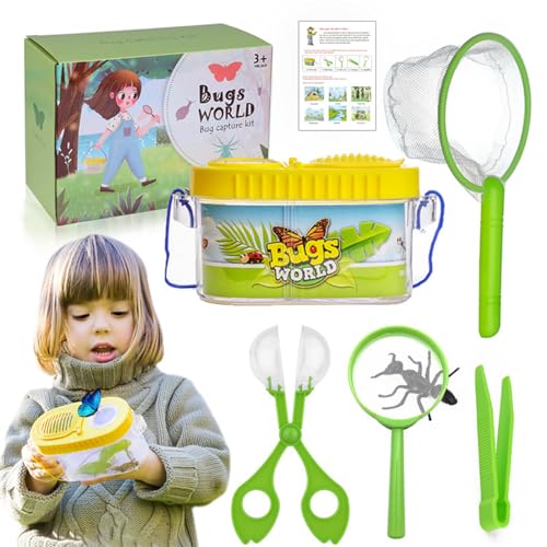 Butterfly Catcher Kit für Kinder 6pcs/Set Butterfly Catching Kit Critter Keeper Butterfly House Habitat mit Lupe, Pinzette, Kather, Netz ＆ Guide Style 1, Critter Keeper von Jeorywoet