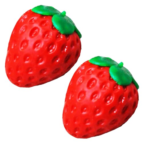 Erdbeerspielzeug für Kinder 3+, 2pcs weiche sichere Erdbeerspielzeugstress Relief Gefälschte Erdbeeren entzückende niedliche Erdbeerdekor für Geschenke Partydekorationen, Erdbeerspielzeug von Jeorywoet