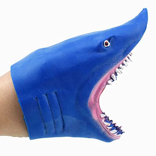 Haifischhandpuppen -Realistische Plastikpuppenspielzeug interaktiver Treping Toys mit beweglichen offenen Mundblau, Haifischhandpuppe von Jeorywoet