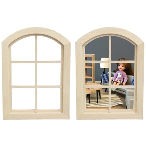 Jeorywoet 2pcs Puppenhausfenster, Holz 1/12 Skala Dollhouse Möbel DIY Dollhouse Miniaturen Szene unbemalte Fiary Fensterrahmenmodell für Puppenzubehör, Puppenhausmöbel Jeorywoet 2pcs Puppenhausfenster, Holz 1/12 Skala Dollhouse Möbel DIY Dollhouse Miniaturen Szene unbemalte Fiary Fensterrahmenmodell für Puppenzubehör, Puppenhausmöbel von Jeorywoet
