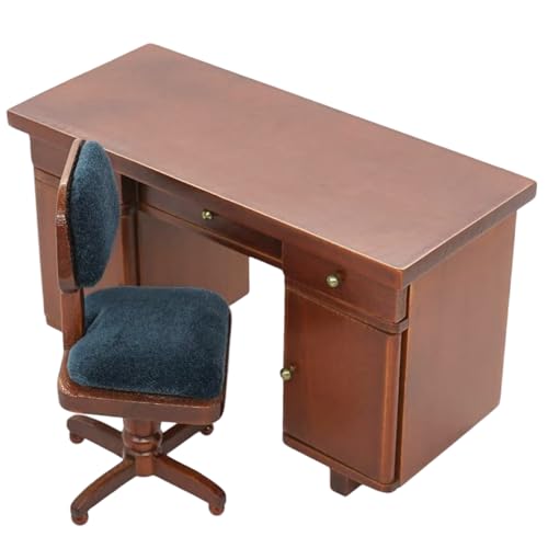 Jeorywoet Dollhouse Tisch und Stuhl 1/12 Skala Holzpuppenhausmöbel Set mit Miniatur -Schreibtisch & Stuhl Retro Miniatur Office Desk Chair für Dollhouse Study Szenendekoration Jeorywoet Dollhouse Tisch und Stuhl 1/12 Skala Holzpuppenhausmöbel Set mit Miniatur -Schreibtisch & Stuhl Retro Miniatur Office Desk Chair für Dollhouse Study Szenendekoration von Jeorywoet