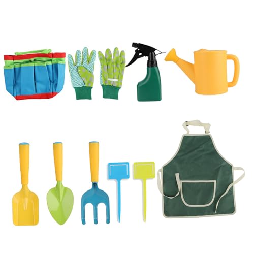 Jeorywoet Gartenkit für Kinder, 9PCS/Set Kids Gartenwerkzeugset, Kleinkindgartenwerkzeuge umfassen Schaufel, Rechen, Kelle, Wasserkanse, Gartenhandschuhe Lernen vor, um Spielzeug für Kinder von Jeorywoet