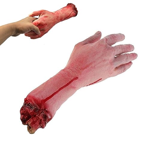 Jeorywoet Gefälschte abgetrennte Arm, Arm gebrochene Hand Horror blutig realistischer Streichtrick für Aprilscherz Halloween Party Requisiten (gebrochener Arm) von Jeorywoet