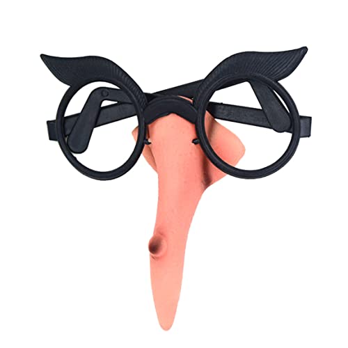 Jeorywoet Halloween Hexengläser Nasenanzug lenslose Brille mit einer langen Warte Hexennase Hexenkostüm -Requisiten für Halloween Masquerade Cosplay 1 Set, lange Warty Witch Nase von Jeorywoet