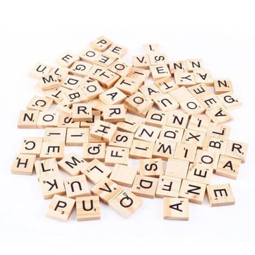 Jeorywoet Holzbrieffliesen Holz Alphabet Fliesen Holzbuchstaben für Handwerk DIY Geschenk 200pcs, Holzbrieffliesen von Jeorywoet