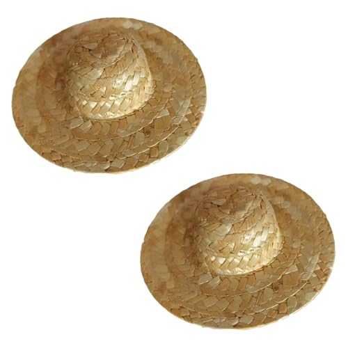 Jeorywoet Mini -Strohhut 2PCS 2x1 Zoll breitem Krempe geflochten von Jeorywoet