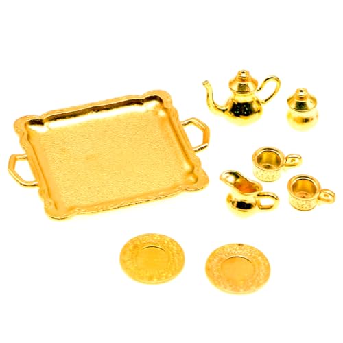 Jeorywoet Miniature Tee Set 1/12 Dollhouse Kitchen Dekoration 10pcs Metall Tea Topf Teekannenschale Mini House Möbelzubehör Jeorywoet Miniature Tee Set 1/12 Dollhouse Kitchen Dekoration 10pcs Metall Tea Topf Teekannenschale Mini House Möbelzubehör von Jeorywoet