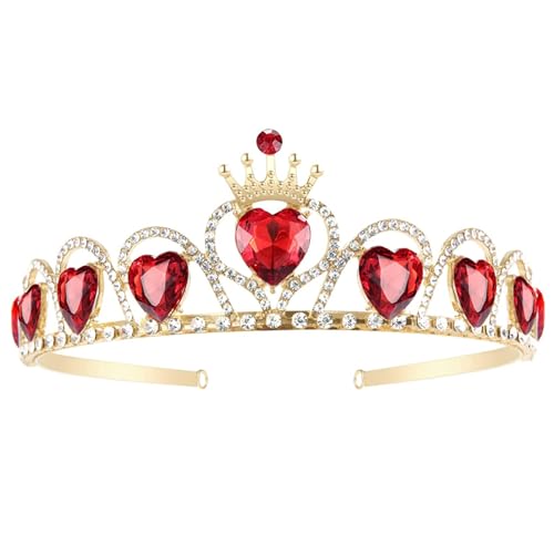 Jeorywoet Rote Herzkrone, Tiara Kostümkopfschmuck Goldkrone für Mädchen Teenager Partys, Metall -Strass -Krone Jeorywoet Rote Herzkrone, Tiara Kostümkopfschmuck Goldkrone für Mädchen Teenager Partys, Metall -Strass -Krone von Jeorywoet