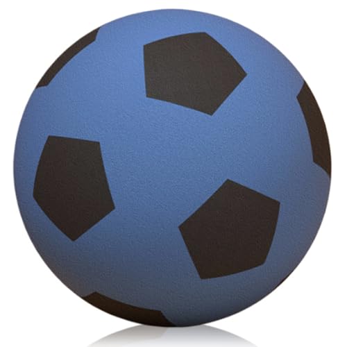 Jeorywoet Schaumfußball, stille Fußballkugel für Kinder Größe 5 PU Schaumfußball -Stoßdämpfung Kleiner leichtes Weichgeräuschreduktion für Training Kinderspielzeug, Blau von Jeorywoet