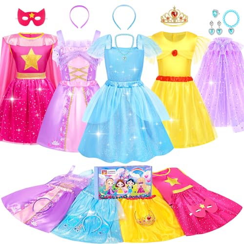 Jeowoqao Prinzessinnenkleider für Mädchen, Prinzessinnen-Kleidung, geschichtete Prinzessinnen-Kostüme, Weihnachtsspielzeug, Geburtstagsgeschenk für Mädchen von 3 bis 4 5 6 Jahren Jeowoqao Prinzessinnenkleider für Mädchen, Prinzessinnen-Kleidung, geschichtete Prinzessinnen-Kostüme, Weihnachtsspielzeug, Geburtstagsgeschenk für Mädchen von 3 bis 4 5 6 Jahren von Jeowoqao